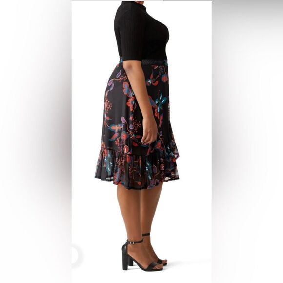 JUNAROSE Flower Printed Mesh Skirt Size 3X - Picture 2 of 6